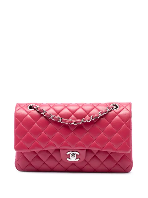 CHANEL Pre-Owned 2018-2019 Medium Classic Lambskin Double Flap shoulder bag Pink VXY51XZWP8QP7ZLV