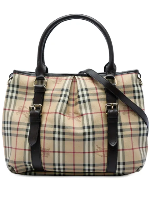 Burberry Pre-Owned 2000-2017 Large Haymarket Check Coated Canvas Northfield satchel Neutrals QXWCVVXS1ISWA648