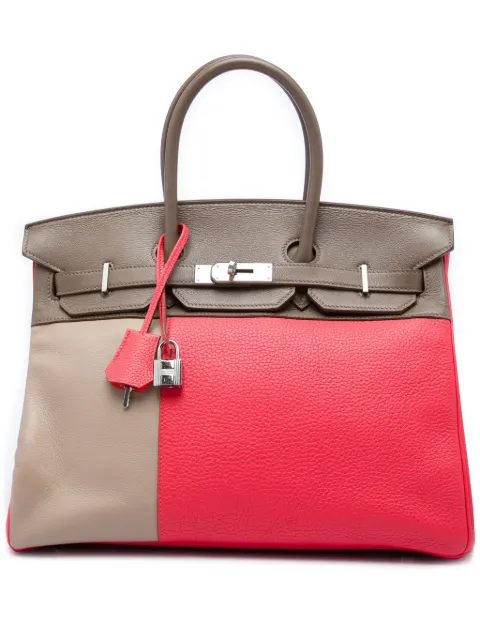 Hermès Pre-Owned 2012 Tricolor Clemence and Swift Birkin Cascade Retourne 35 handbag Pink NMEOCN9M28J6MO8L