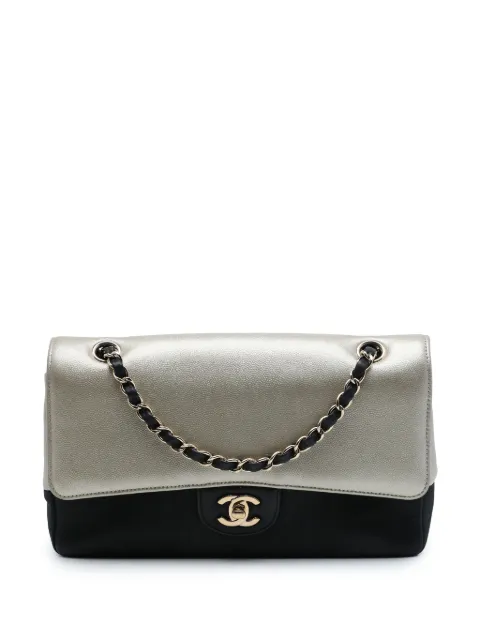CHANEL Pre-Owned 2016-2017 Medium Classic Bicolor Caviar and Iridescent Calfskin Double Flap shoulder bag Black BRHZQNP74M1R2D7W
