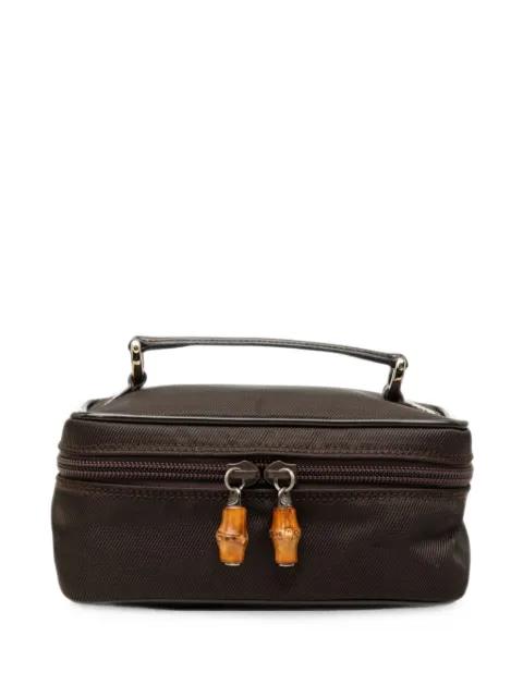 Gucci Pre-Owned 20th Century Nylon Bamboo vanity bag Brown U23B0KXWJ5DWJC6E