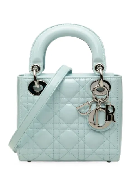Christian Dior Pre-Owned 2014 Mini Patent Cannage Lady Dior satchel Blue TTD739HONK3HTFVG