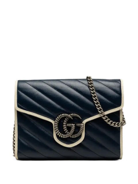 Gucci Pre-Owned 2000-2015 GG Marmont Matelasse Calfskin Torchon Wallet On Chain crossbody bag Blue 896GLT13FZ5XEH7X