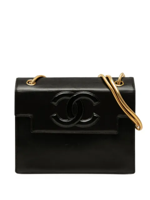 CHANEL Pre-Owned 1996-1997 CC Lambskin Snake Chain Flap shoulder bag Black IV551JFBONYAW7KL