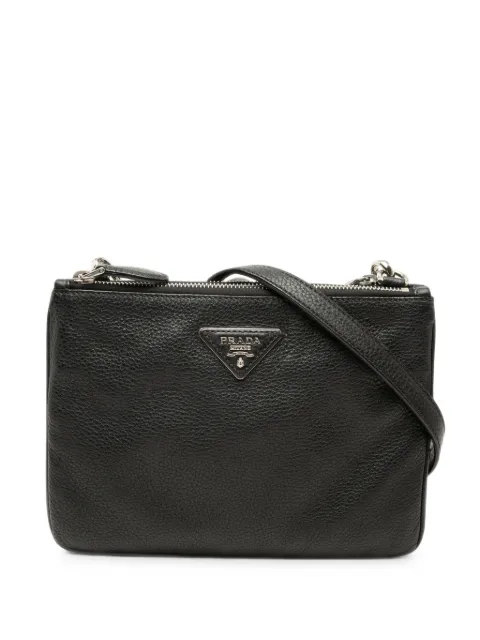 Prada Pre-Owned 2010-2026 Vitello Phenix Double Zip crossbody bag Black FSCEFLNE4PO6JOOJ