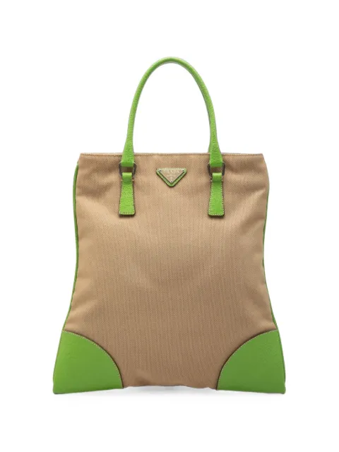 Prada Pre-Owned 2000-2013 Cinghiale Trimmed Canvas Canapa tote bag Green E56CFA3WGMOVV43H