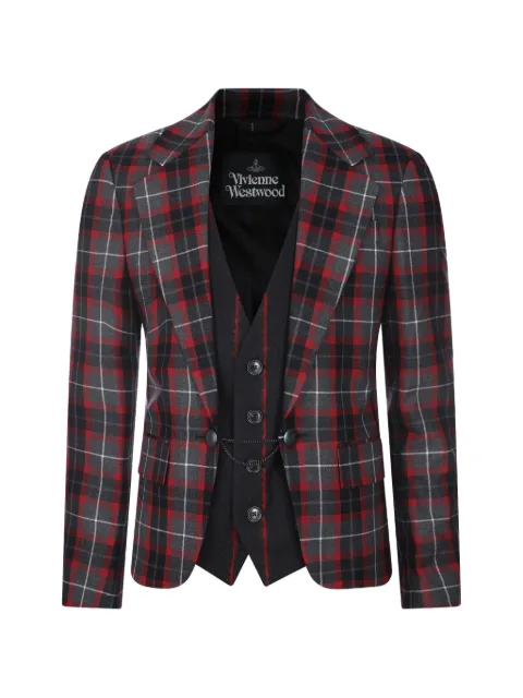 Vivienne Westwood tartan-check wool jacket Grey 23010035W01NGP2