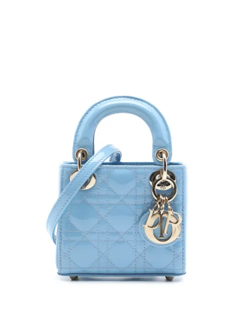 Christian Dior Pre-Owned 2021 Micro Patent Cannage Lady Dior satchel Blue XRHBOF6C5GDPJZDV