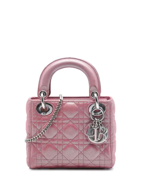 Christian Dior Pre-Owned 2016 Mini Iridescent Lambskin Cannage Lady Dior satchel Pink LKU55Q4Z43FU586A