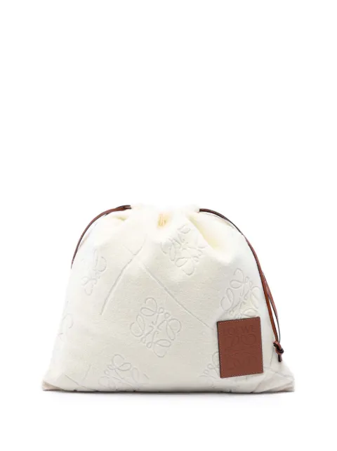 Loewe Pre-Owned 2023 Anagram Terry Cloth Drawstring Pouch clutch bag Neutrals OIF47G5GC7QZ0ACK