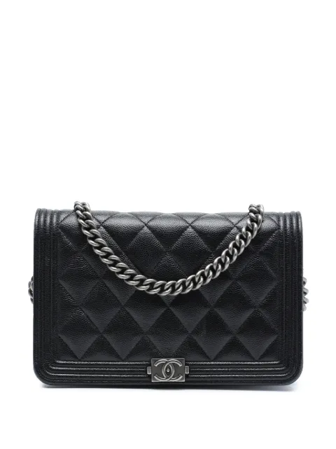 CHANEL Pre-Owned 2020 Quilted Caviar Boy Wallet on Chain crossbody bag Black PPUY8WWVJYSIIHQ0