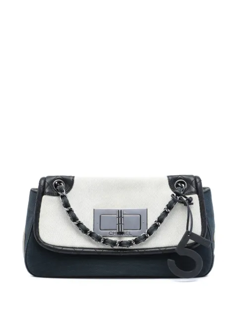 CHANEL Pre-Owned 2004-2005 Tricolor Canvas and Leather No 5 Giant Mademoiselle Lock Flap Bag shoulder bag Blue 4LHLX3YKGPIO2H5K