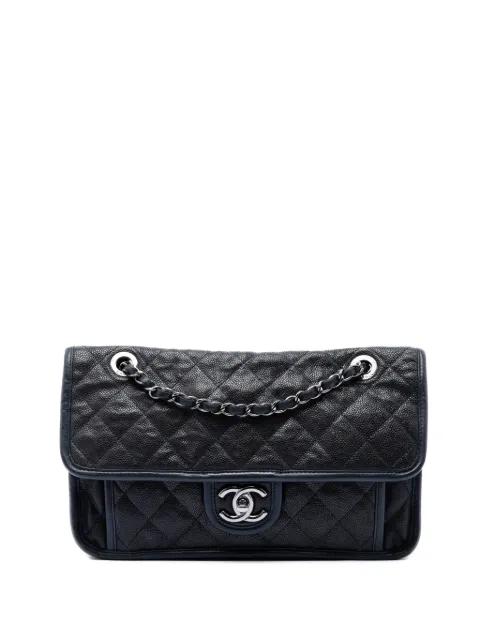 CHANEL Pre-Owned 2014 Medium Quilted Caviar French Riviera Flap shoulder bag Blue 41TKAF7L1GUBV0EC