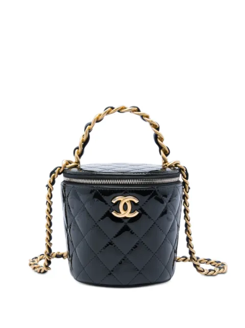 CHANEL Pre-Owned 2021-2026 Quilted Patent Afternoon Tea Top Handle Vanity Case with Chain satchel Black 67B6C78I7K5IEQBP