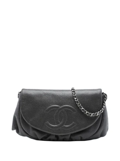 CHANEL Pre-Owned 2012 CC Caviar Half Moon Wallet on Chain crossbody bag Grey 9MDI6NDOMGDNM4L9