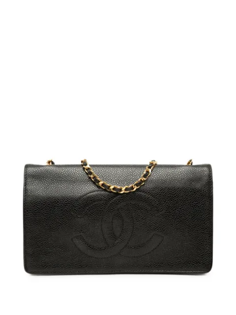 CHANEL Pre-Owned 1994-1996 CC Caviar Wallet On Chain crossbody bag Black LN4B4DCH34V28DNL