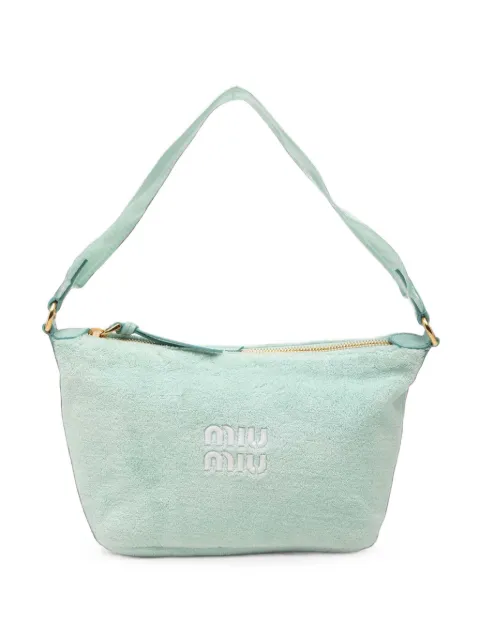 Miu Miu Pre-Owned 2010-2026 Terry Cloth Logo handbag Green XPCNS5V45QWK7ZU5