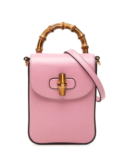 Gucci Pre-Owned 2016-2026 Mini Calfskin Bamboo Top Handle Bag satchel Pink Y8K5L7FHDPGI7V97