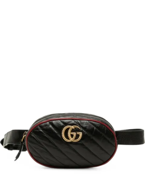 Gucci Pre-Owned 2016-2026 GG Marmont Matelasse Calfskin Torchon belt bag Black HXVBW9ULO7J5302N