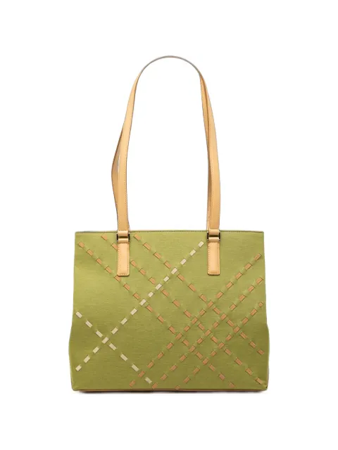 Burberry Pre-Owned 2000-2017 Stitched Supernova Check Canvas tote bag Green K5LZWY83EQHI7CKE