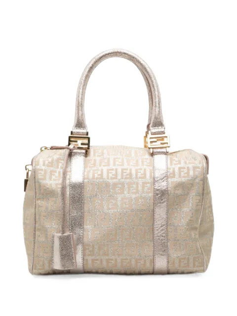 Fendi Pre-Owned 2000-2010 Small Zucchino Metallic Canvas Forever Bauletto boston bag Pink D9QMXBEL6INLI886