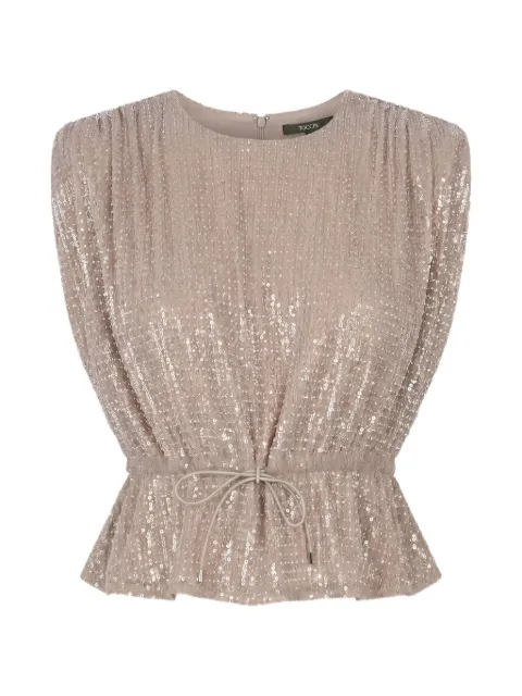 Toccin Talon sequin-embellished top Neutrals TF6835T163