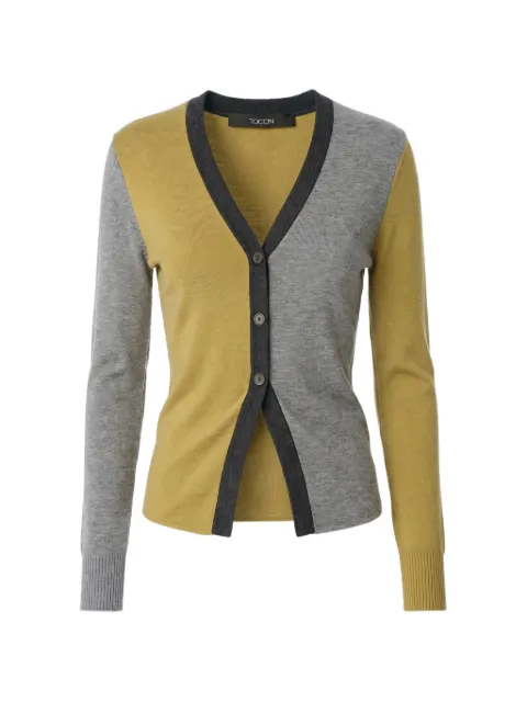 Toccin Ottilie colour-block V-neck cardigan Yellow TF6986N503