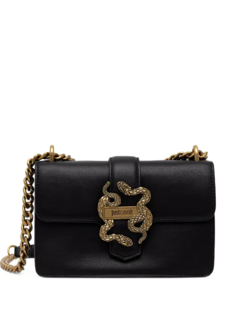 Just Cavalli snake-plaque chain-strap shoulder bag Black 81RA4BAFZSA89