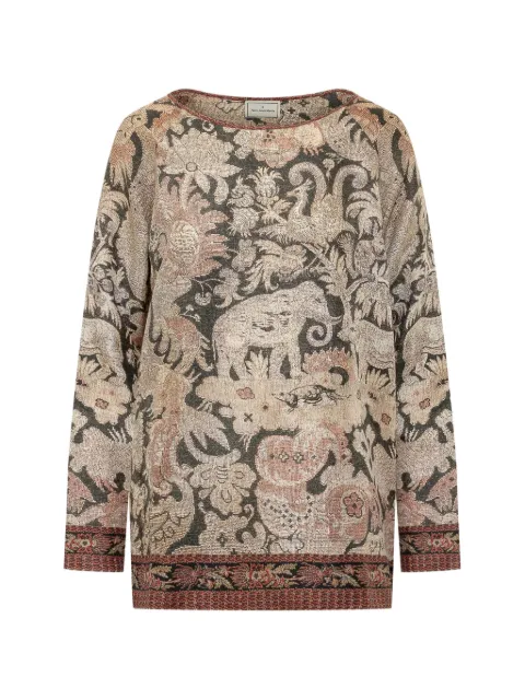 Pierre-Louis Mascia Aloe tapestry-print top Neutrals 52006712951