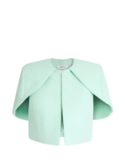 Safiyaa Micah cape-style cropped jacket Green C1491HC