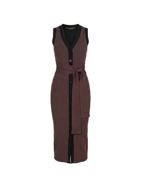 Toccin Victoria tie-front ribbed-knit midi dress Brown TF6907K024