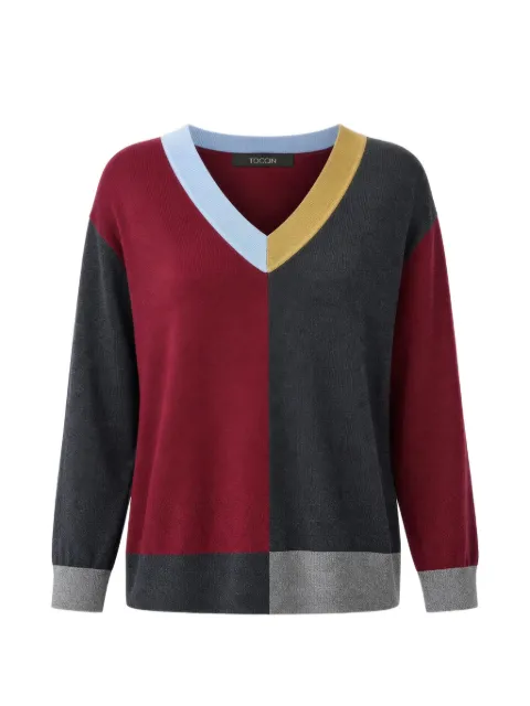 Toccin Sia colour-block V-neck sweater Red TF6986N501