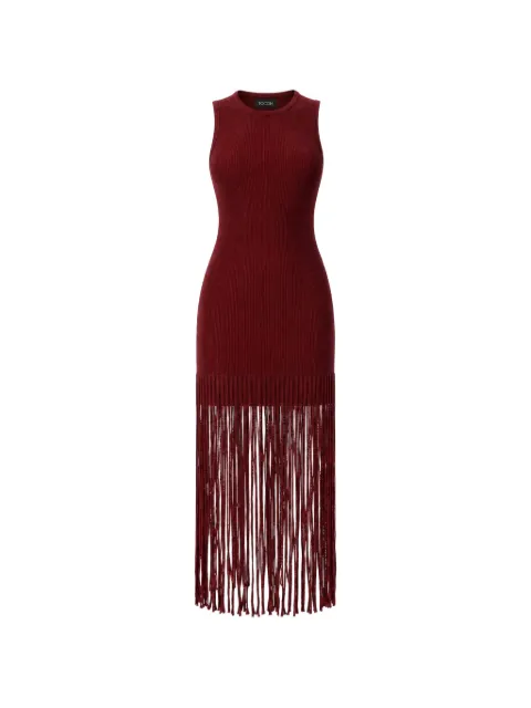 Toccin Margaux fringe-trim mini dress Red TF6100K009