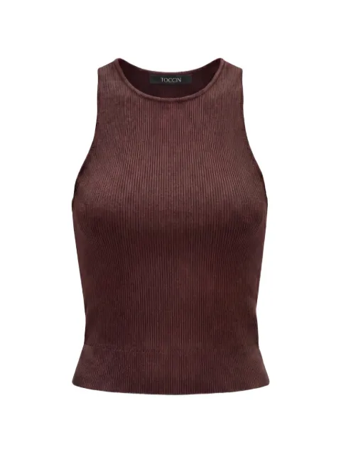 Toccin ribbed racer-neck tank top Brown TF6907N040