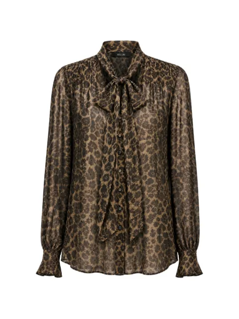 Toccin Kaila leopard-print tie-neck blouse Brown TF6312T158