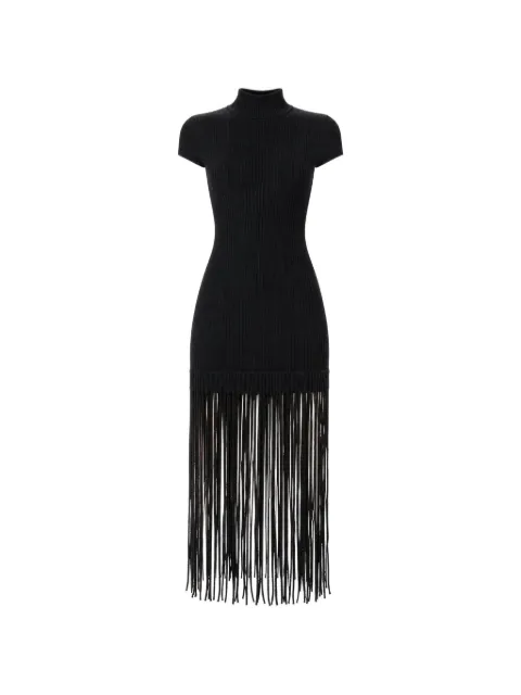 Toccin Jada fringe-trim mock-neck mini dress Black TF6100K251