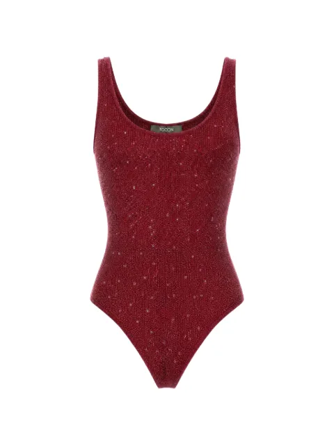 Toccin Sheila sequin-embellished ribbed bodysuit Red TF6949N330