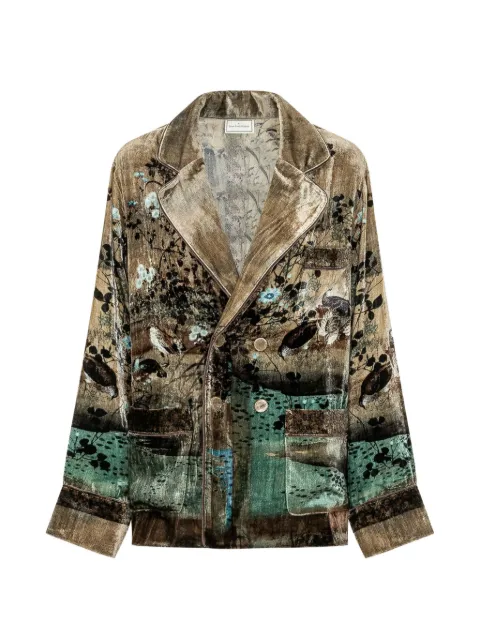 Pierre-Louis Mascia Kanpur graphic-print double-breasted blazer Brown KANPURSGC