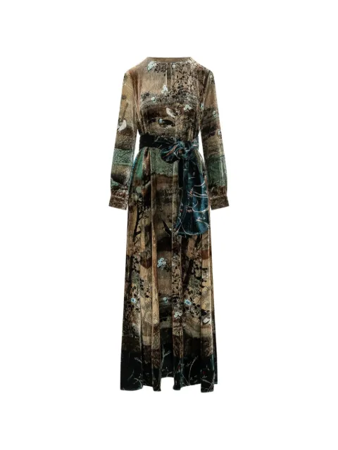 Pierre-Louis Mascia Kanpur landscape-print belted maxi dress Brown KANPURSAB