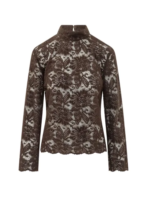 LE SULLY STUDIO floral-lace high-neck blouse Brown 2759
