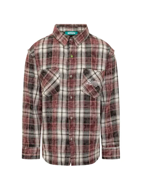 BARROW check-pattern graphic-print shirt Red F6BWUASI032