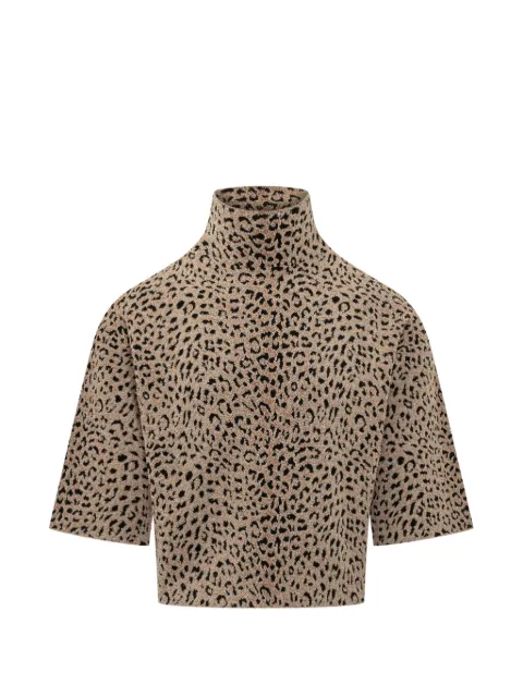 Givenchy leopard-print high-neck T-shirt Neutrals BW61NS4ZVQ