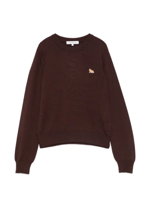 Maison Kitsuné fox-patch crew-neck sweater Brown PW00801KT1181