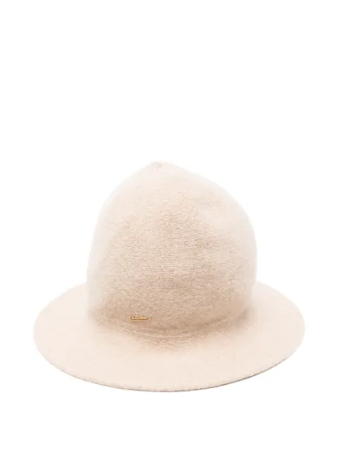 Borsalino logo-plaque knitted hat Neutrals 130389PM008