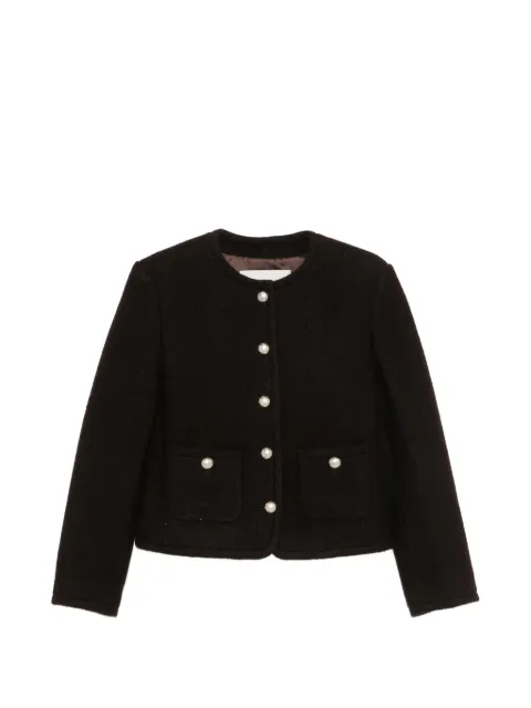 DUNST button-up collarless jacket Brown UDJA6C203W2