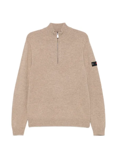 Peuterey Trebe half-zip logo-patch sweater Neutrals PEU563399012205