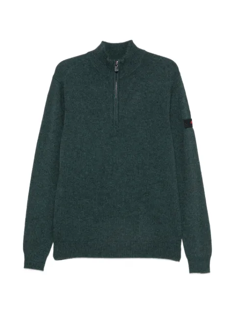 Peuterey quarter-zip logo-patch sweater Green PEU563399012205