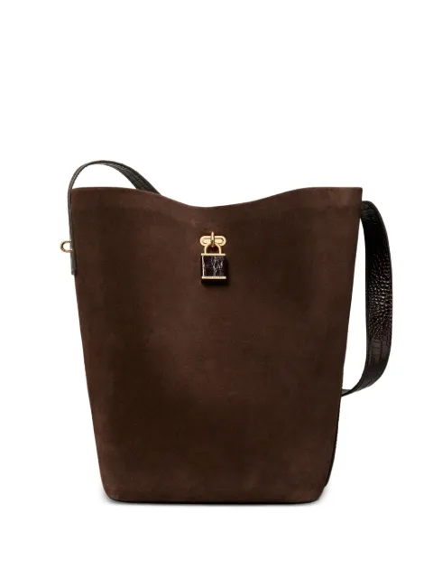 Tory Burch Lock suede slim bucket bag Brown 182913