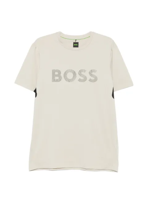 BOSS logo-print panelled T-shirt Neutrals 50564512
