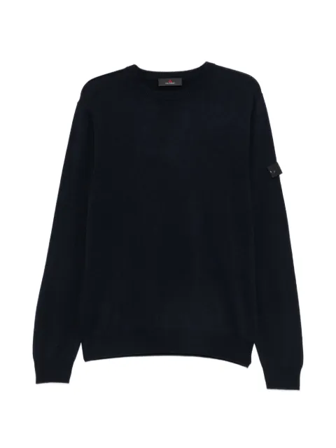 Peuterey logo-patch crew-neck sweater Blue PEU539199011947